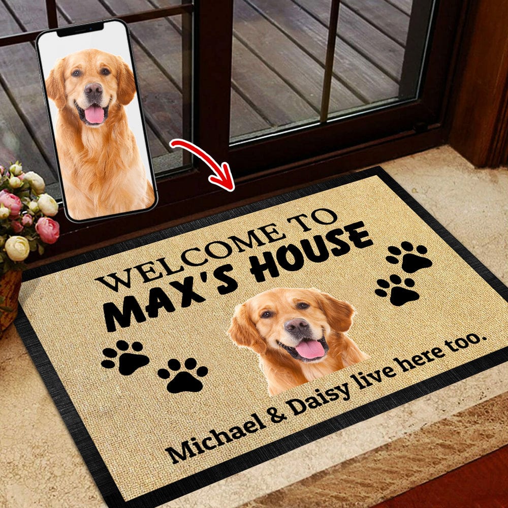 Custom Photo Welcome To House Dog Doormat - yeetcat