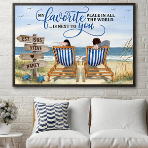 Next To You Is One Of My Favorite Places To Be - Couple On The Beach Poster