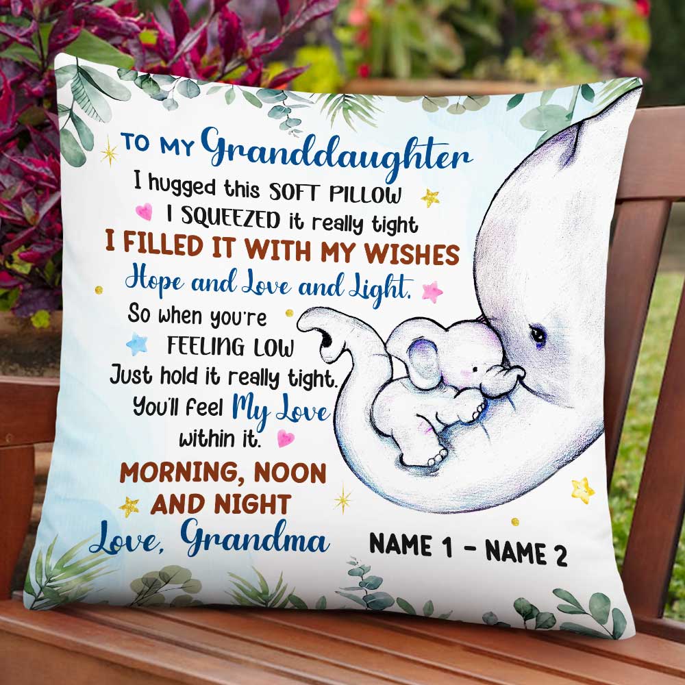 Granddaughter Elephant Birth Announcement Pillow