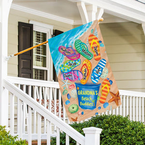 Nana's Beach Buddies Summer Flip Flop Personalized Flag