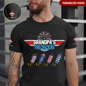 Grandpa's Firecrackers Grandkids Personalized 3D T-shirt