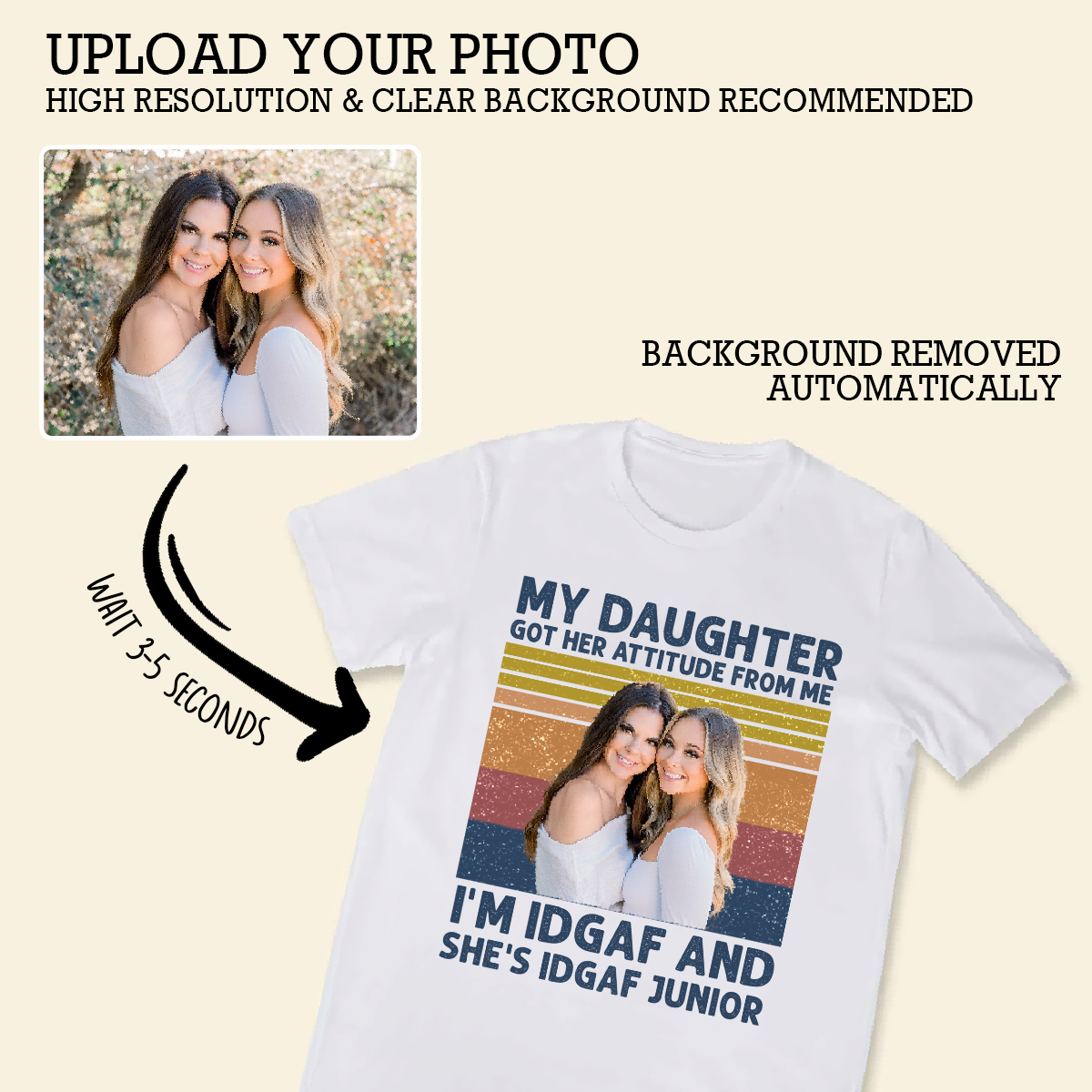 Custom Picture Tee Shirts - My Daughter Got Her Attitude From Me - Personalized Mother's Day Gifts For Mom