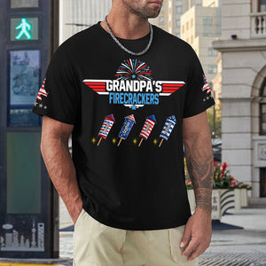 Grandpa's Firecrackers Grandkids Personalized 3D T-shirt