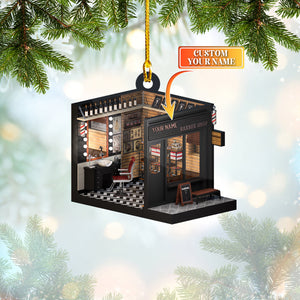 Personalized Barber Shop Christmas Ornament