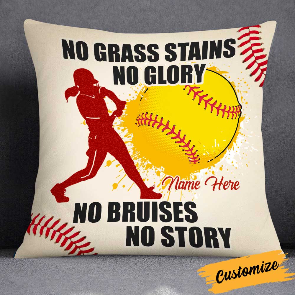 Personalized Softball Pillow - No Grass Stains
