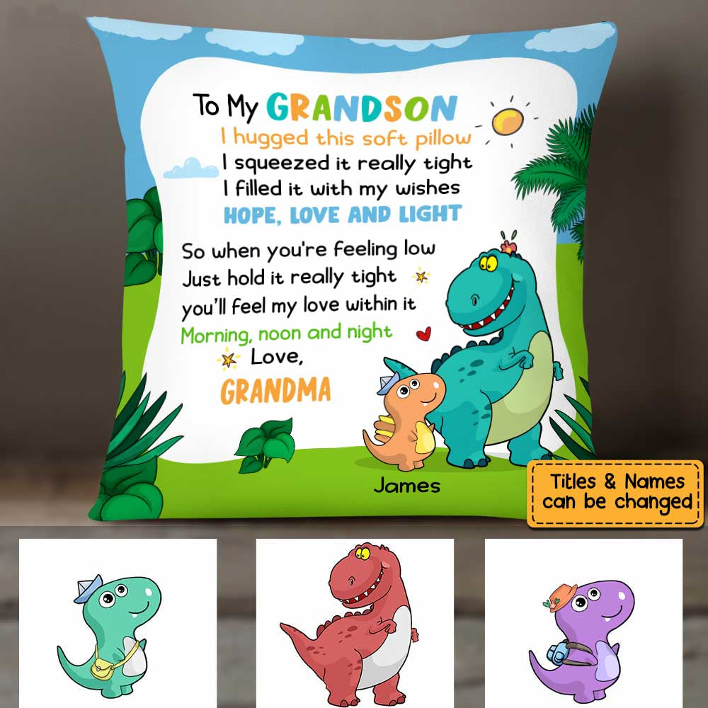 Personalized Dinosaur Son/Daughter/Grandson Hug This Pillow