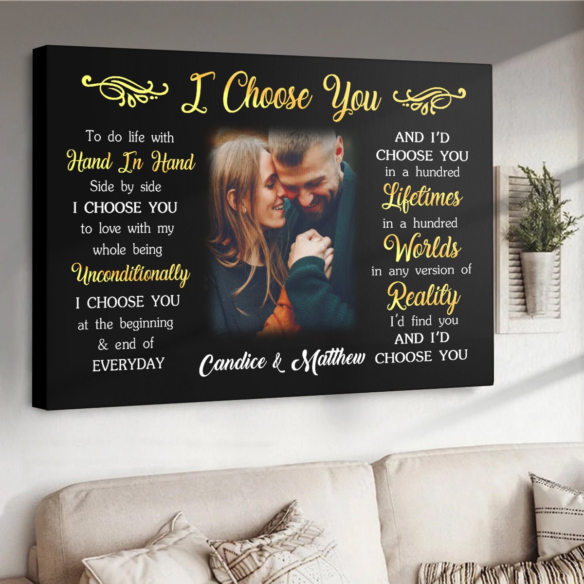 I Choose You Black Poster - Capture Your Love Story with Personalized Anniversary Poster