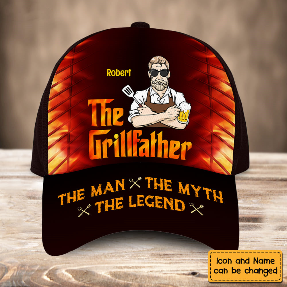 Personalized BBQ The Grillfather Dad Cap