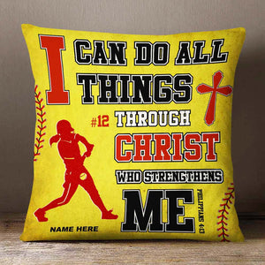 Personalized Softball Pillow - I CAN DO ALL THINGS