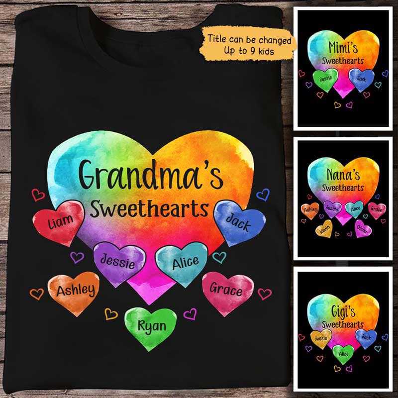 Grandma Sweethearts Pattern Personalized Shirt