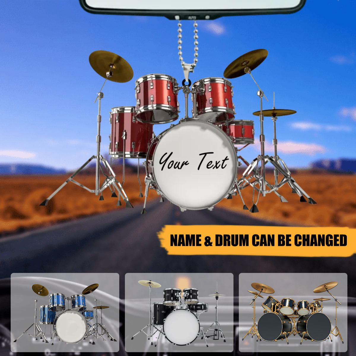 Drums Styles Colorful Drums - Personalized Flat Acrylic Car Ornament - Gift For Drummer