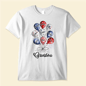 Grandma Auntie Mom Little Balloon Kids American Flag Pattern Personalized Shirt