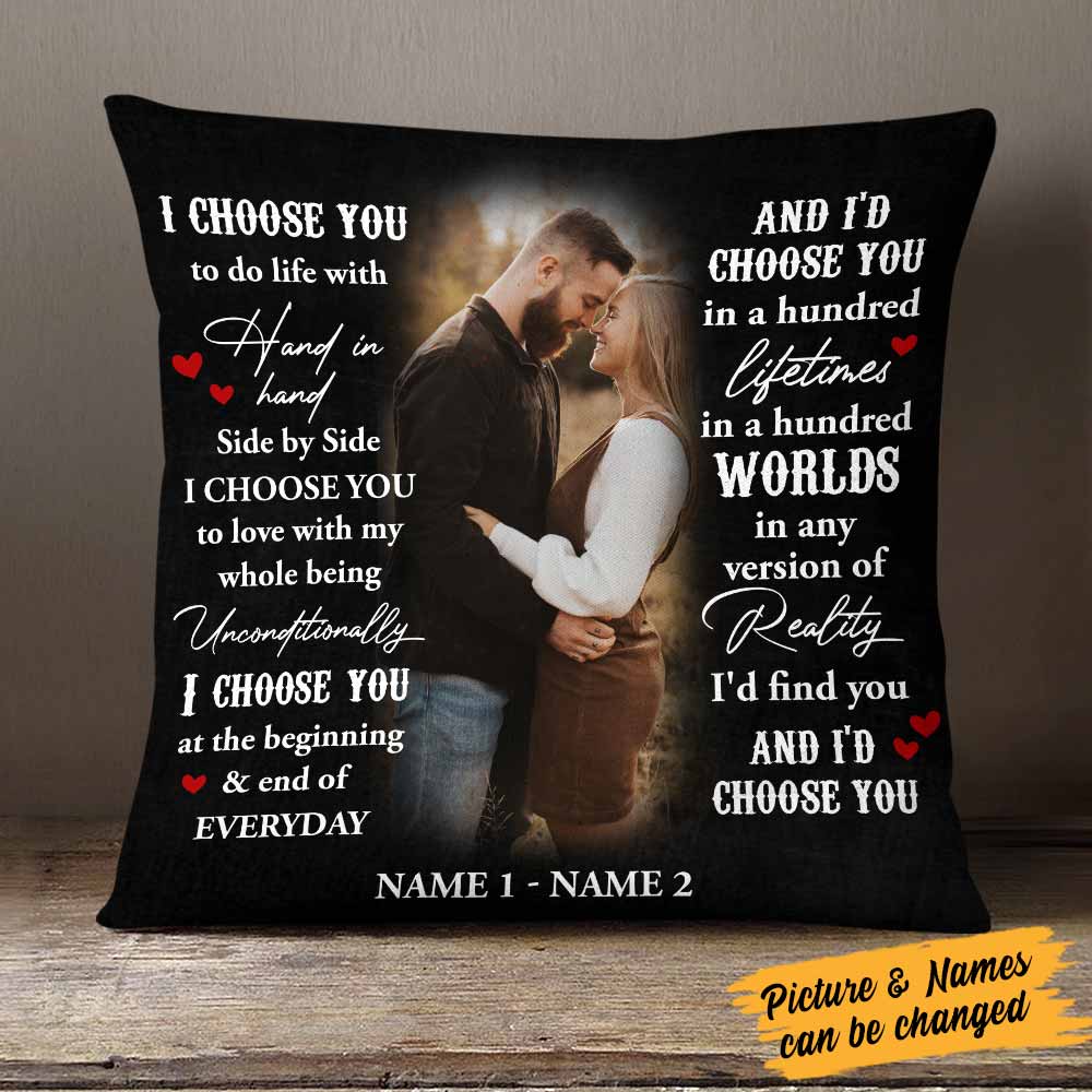 I Choose You Couple Photo Personalized Pillow