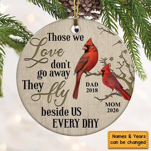 Cardinal Memorial Mom Dad Personalized Ornament