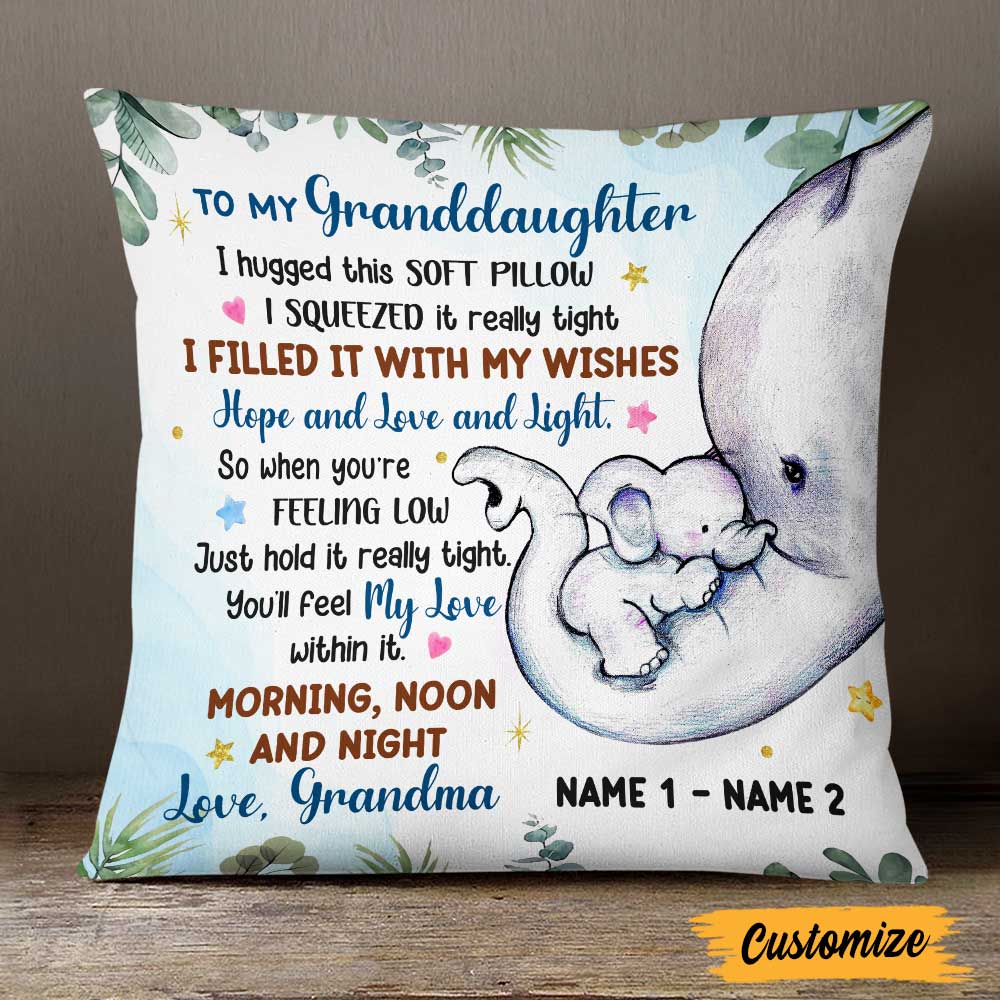 Granddaughter Elephant Birth Announcement Pillow