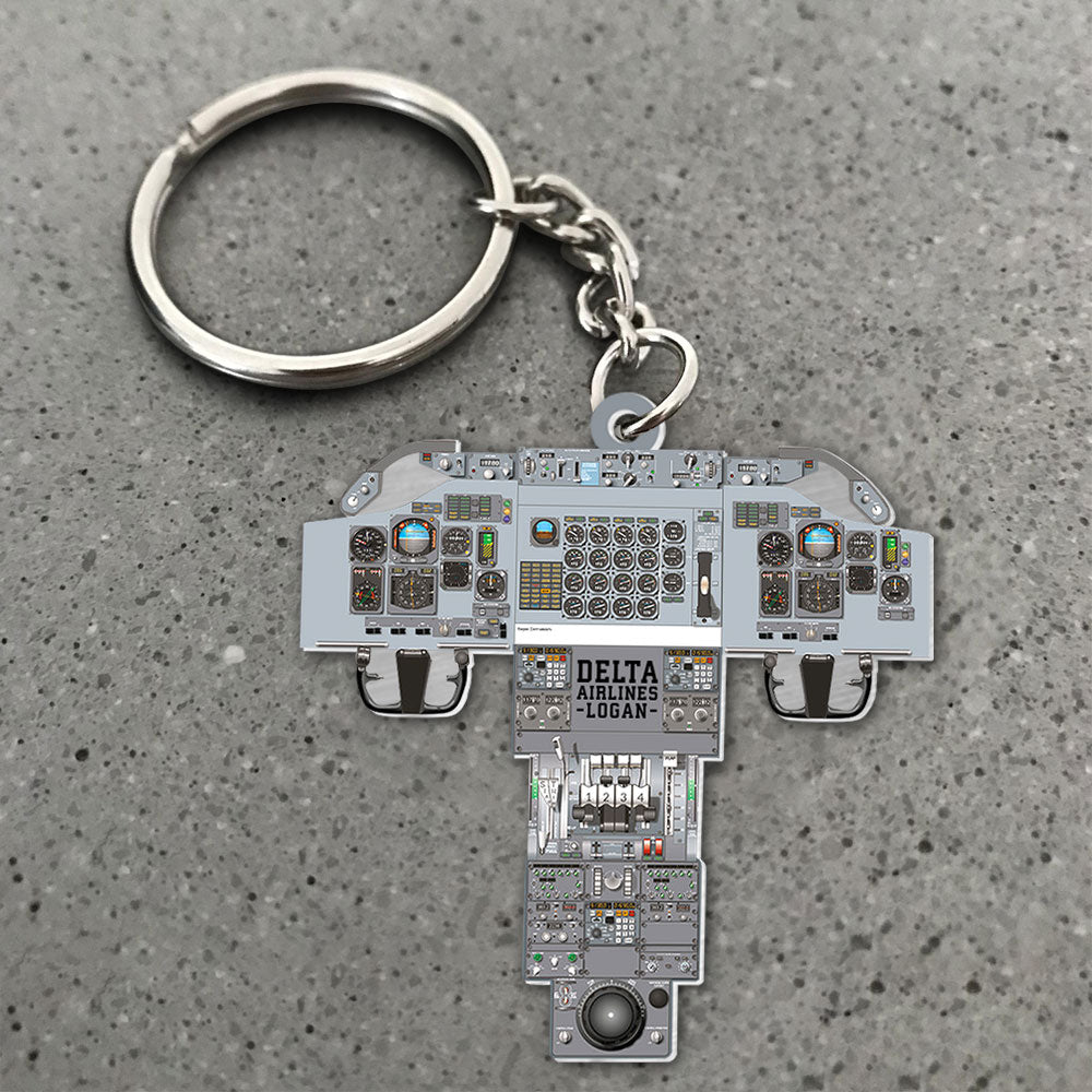 Personalized Airplane Cockpit Keychain, Gift For Airplane Lovers