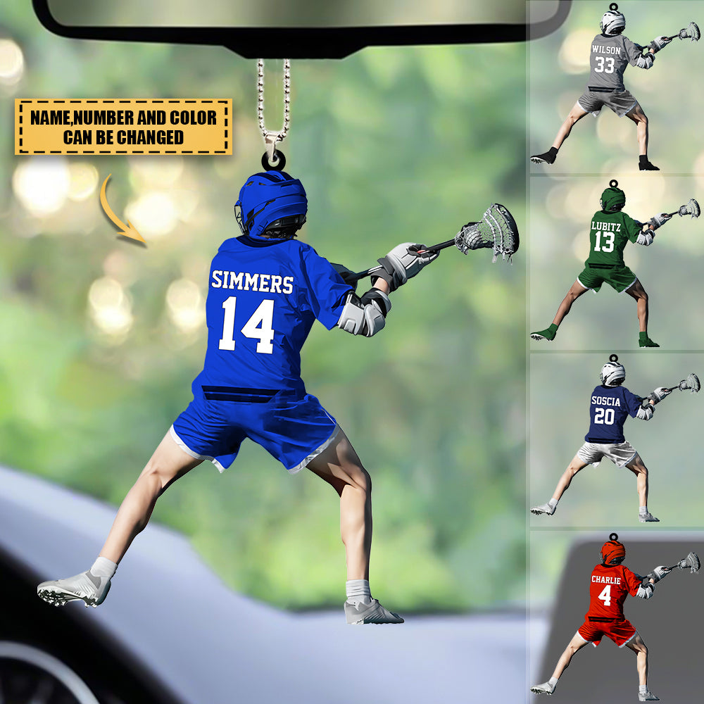 Personalized Lacrosse Players Acrylic Car Hanging Ornament-Gift for Lacrosse Lovers