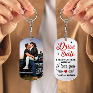Couple Need You Here Personalized Stainless Steel Keychain With Upload Image, I Love You Keychain
