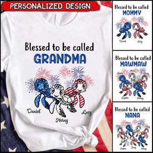 Personalized USA July 4th Grandma Mom Turtle T-Shirt