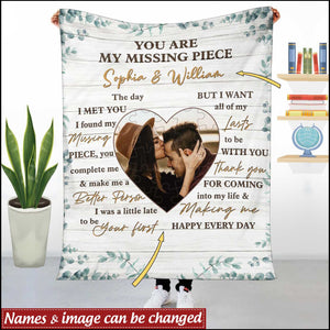 You Are My Missing Piece Couple Gift Personalized Blanket