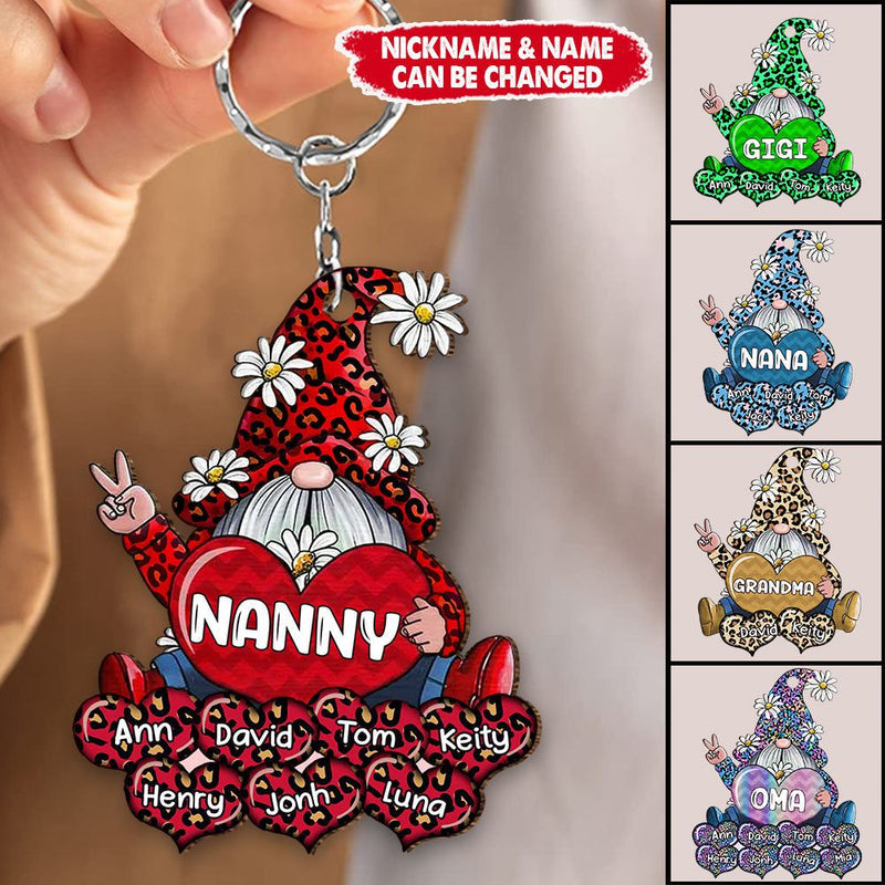 Colorful Leopard Grandma- Mom Loves Sweet Heart Kids, Mother's Day Personalized Acrylic Keychain