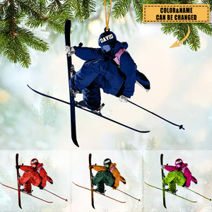 Custom Personalized Skiing Acrylic Christmas Ornament, Gift For  Skiing Lovers
