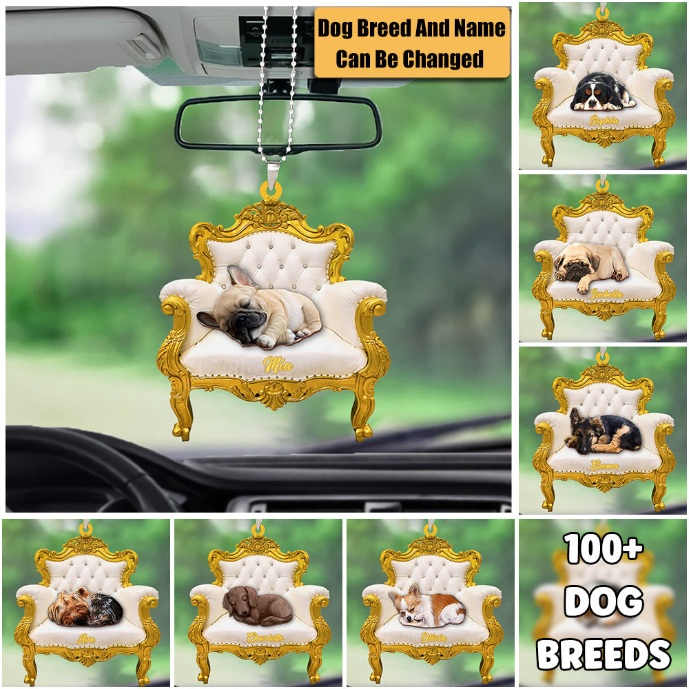 Personalized Dog Sleeping On Sofa Car Hanging Ornament