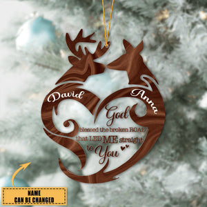 Heart Deer Couple Personalized Shaped Transparent Ornament