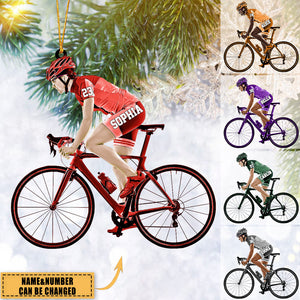 Personalized Female Cyclist / Bike Riding Acrylic Christmas Ornament - 2, Gift For Cyclists