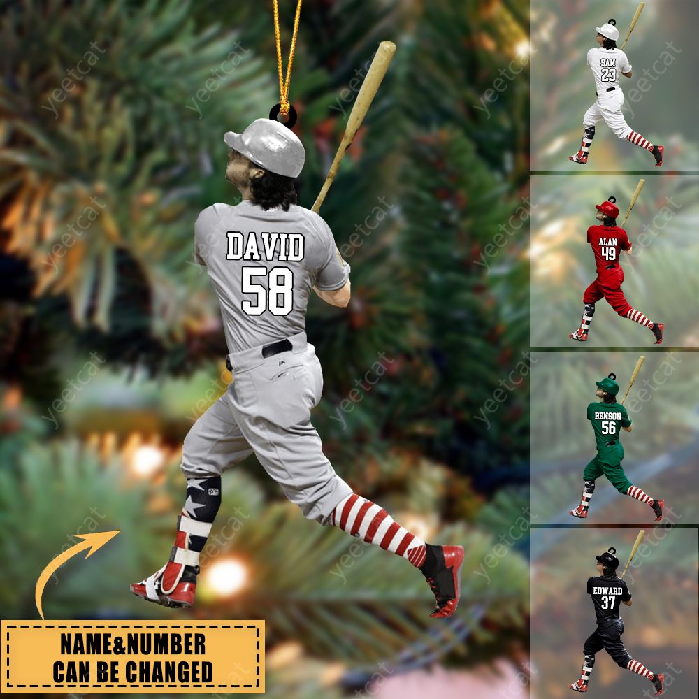Personalized Baseball Player Christmas Ornament -Great Gift Idea For Baseball Lovers