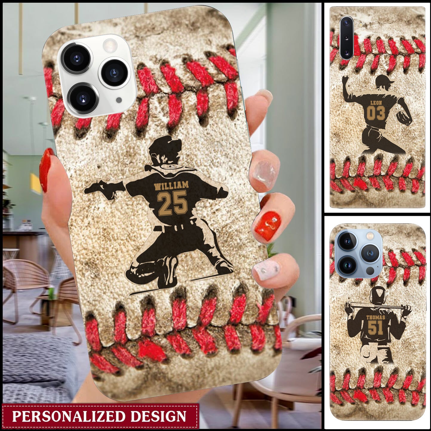 Baseball Player Sport Personalized Glass Phone Case
