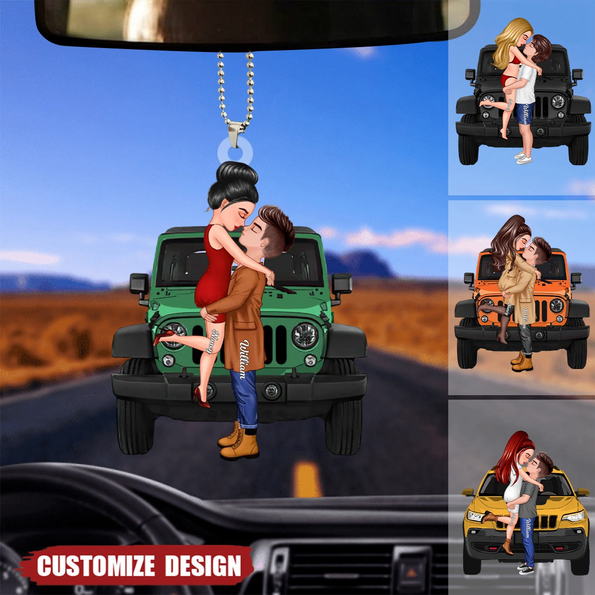 New Release - Personalized Off-Road Car Couple Kiss Car Ornament