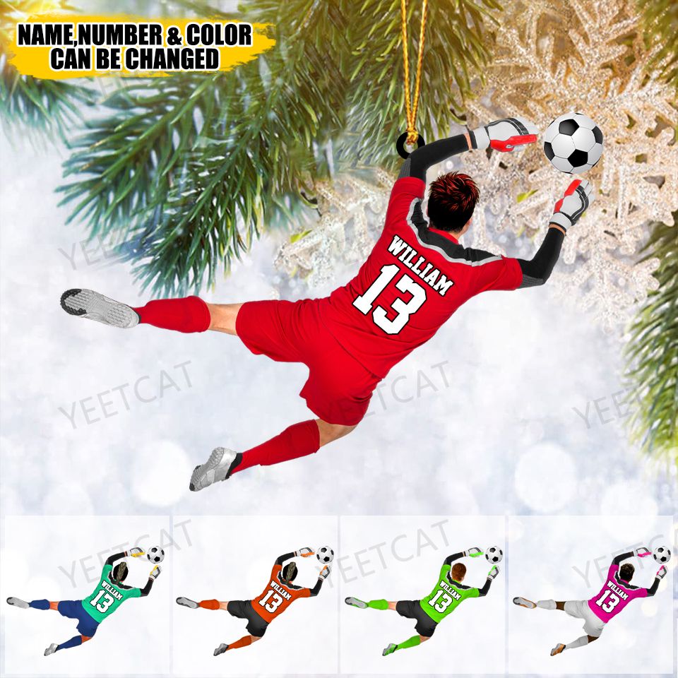 Custom Personalized Male/Boys/Man Soccer Goalie / Goalkeeper Christmas Ornament