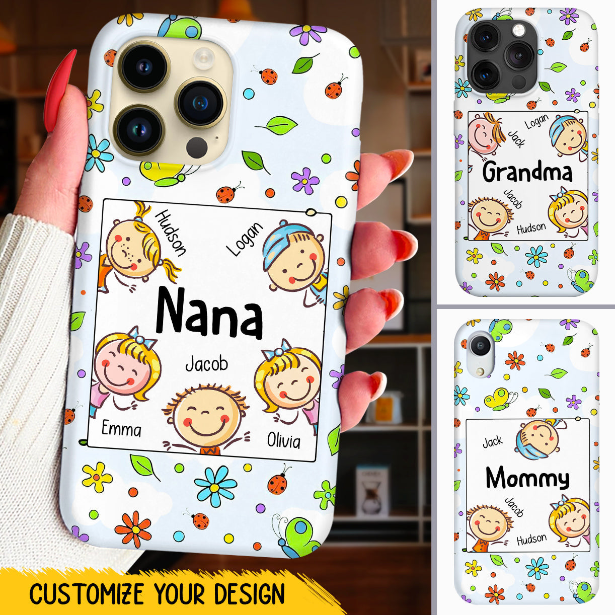Nana Grandma Mommy Cartoon Happy Kids Personalized Phone Case