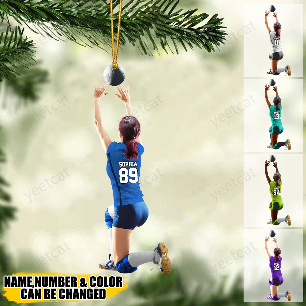 Personalized Girl/Female/Woman Volleyball Setter Player Acrylic Christmas Ornament