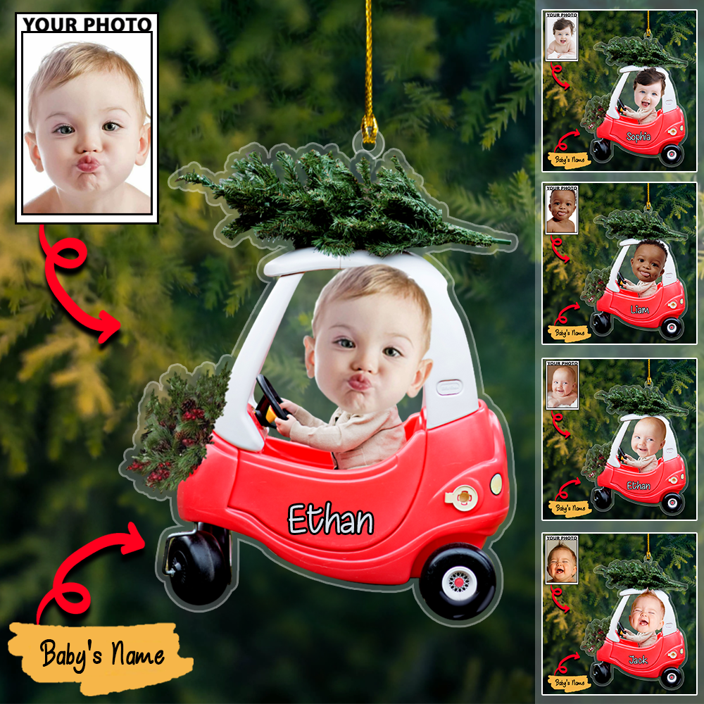 Custom Baby Cute Photo With Name for Christmas Ornament