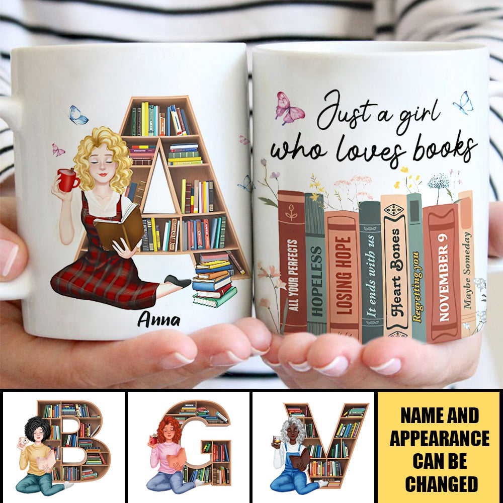 Just A Girl Who Loves Books, Personalize Accent Mug, Gifts For Book Lover