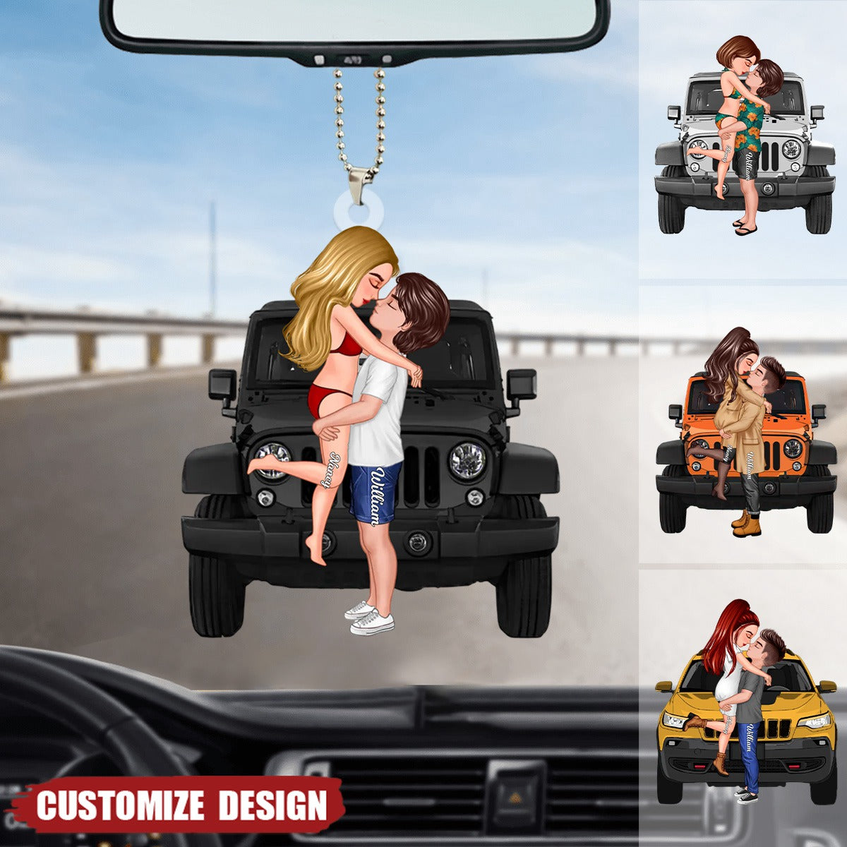 New Release - Personalized Off-Road Car Couple Kiss Car Ornament