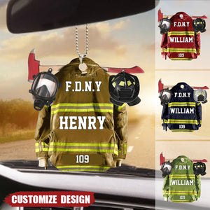 Personalized Acrylic Car Ornament - Gift For Firefighter