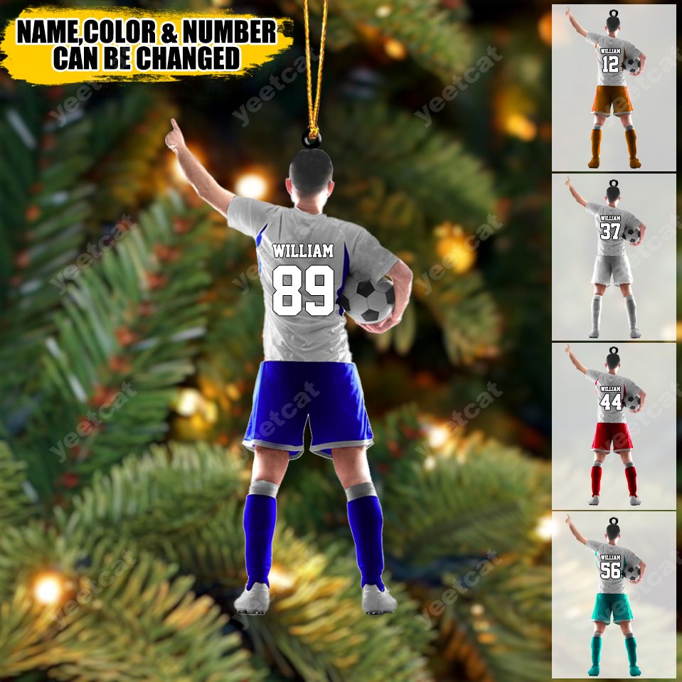 Custom Personalized Soccer Player Holding Soccer Acrylic Ornament, Gift For Soccer Players