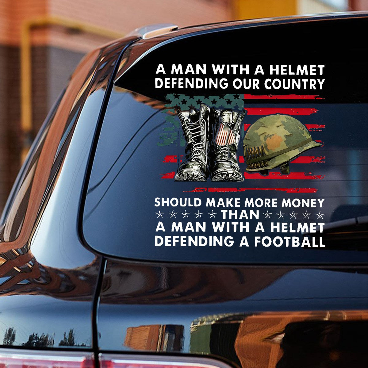 A Men With A Helmet Defending Our Country Sticker/Decal