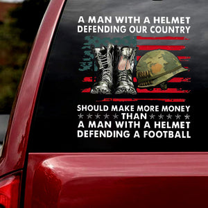 A Men With A Helmet Defending Our Country Sticker/Decal