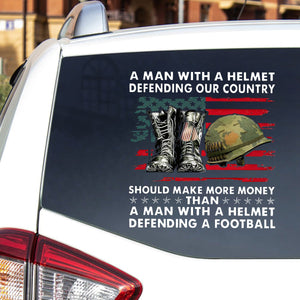 A Men With A Helmet Defending Our Country Sticker/Decal