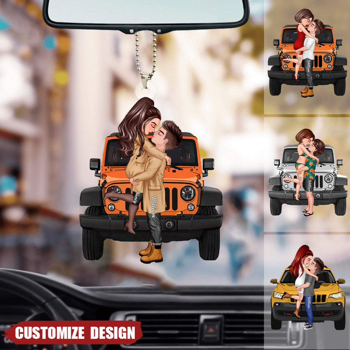 New Release - Personalized Off-Road Car Couple Kiss Car Ornament