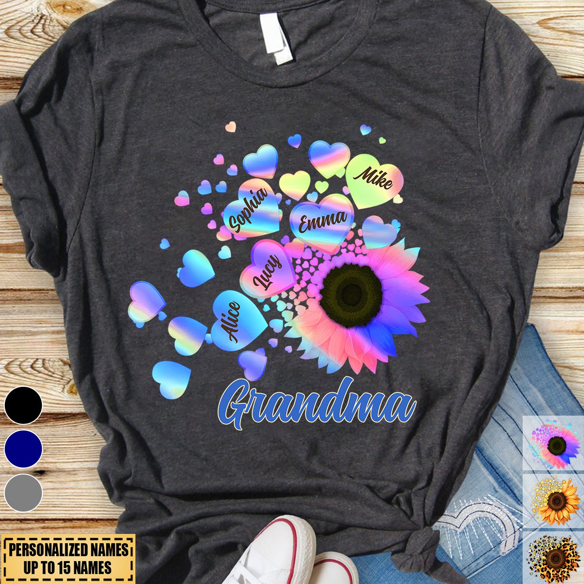Grandma/Mom Kids Sunflower - Gift For Mother, Grandmother - Personalized T-Shirt