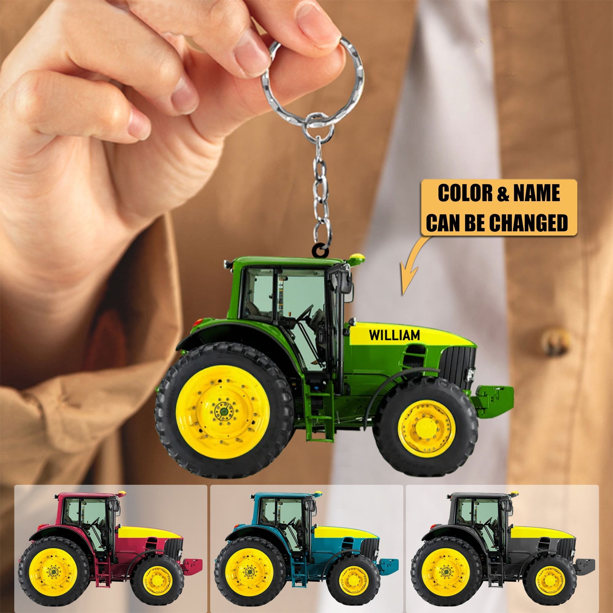 Personalized Tractor Acrylic Keychain