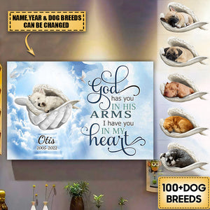 Memorial Dog Sleeping angel God Has You In His Arms I Have You In My Heart Personalized Poster