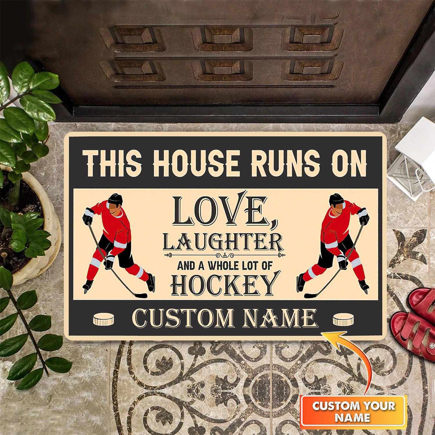 This is House Runs on Hockey Doormat Hockey Doormat Hockey Personalized Doormat Hockey