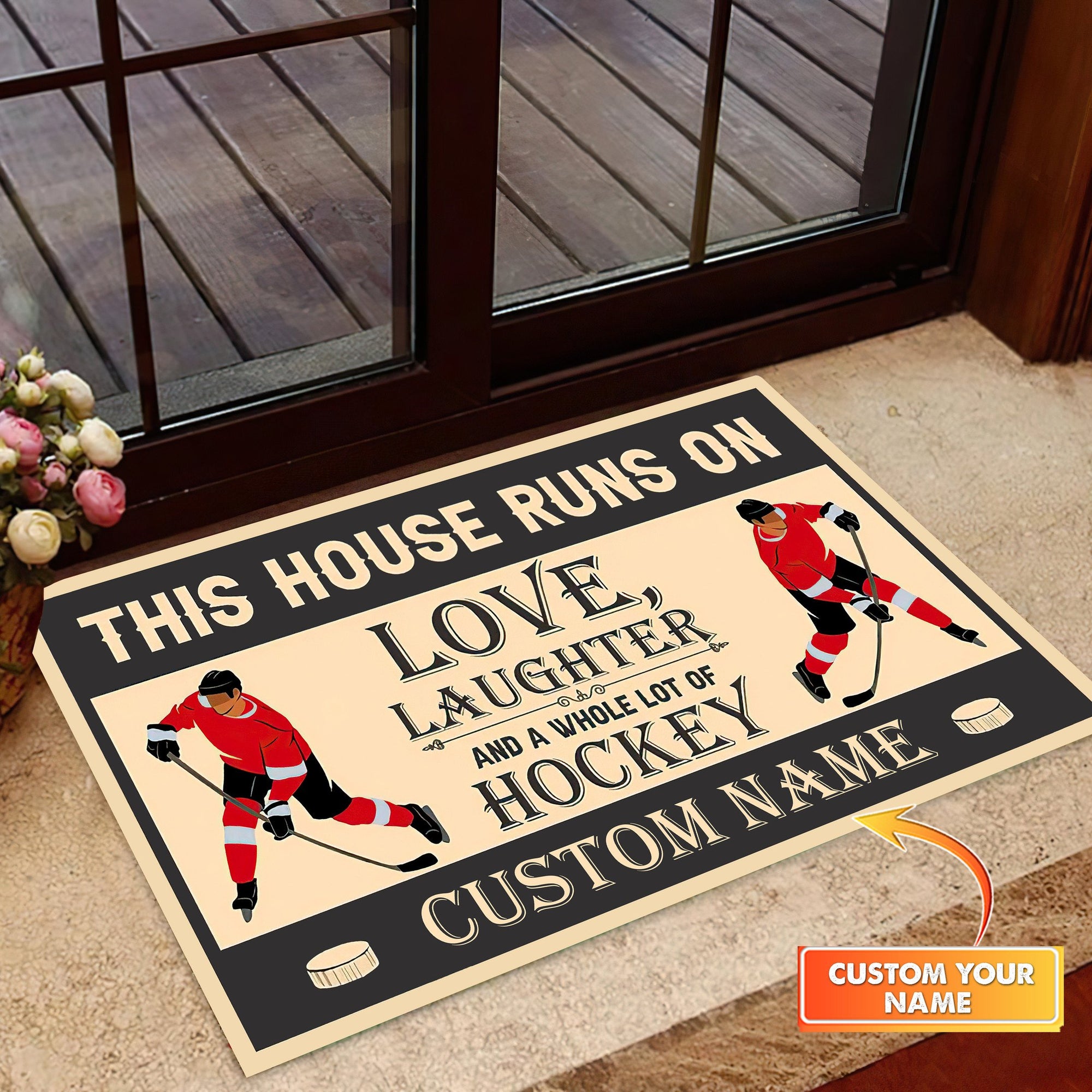 This is House Runs on Hockey Doormat Hockey Doormat Hockey Personalized Doormat Hockey