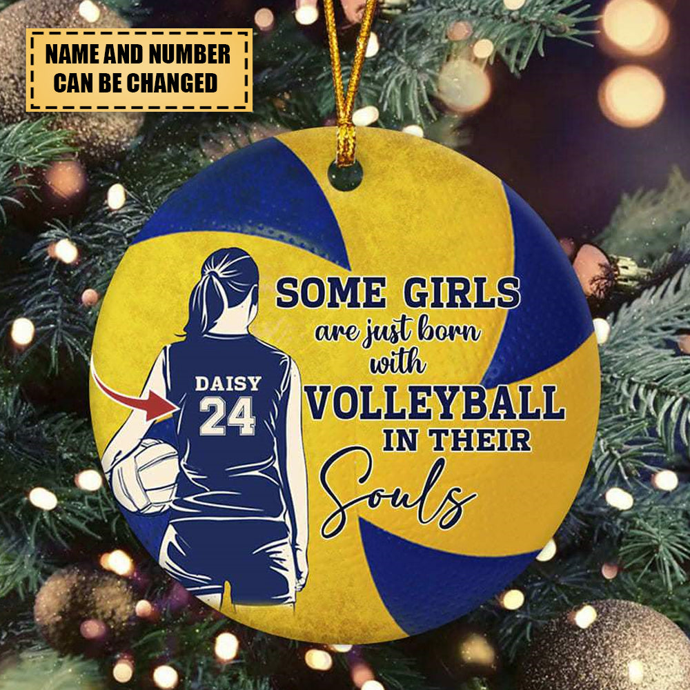 Personalized Some Girls Are Just Born With Volleyball Christmas Ornament